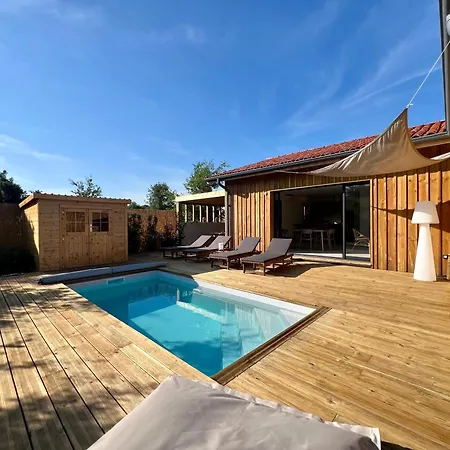 Maison En Bois Avec Piscine Proche De La Lit-et-Mixe