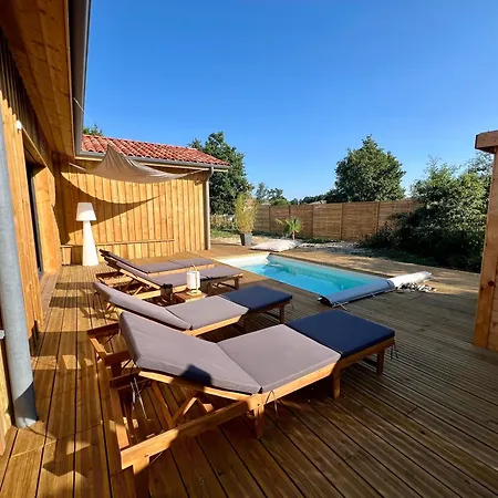 Maison En Bois Avec Piscine Proche De La * Lit-et-Mixe